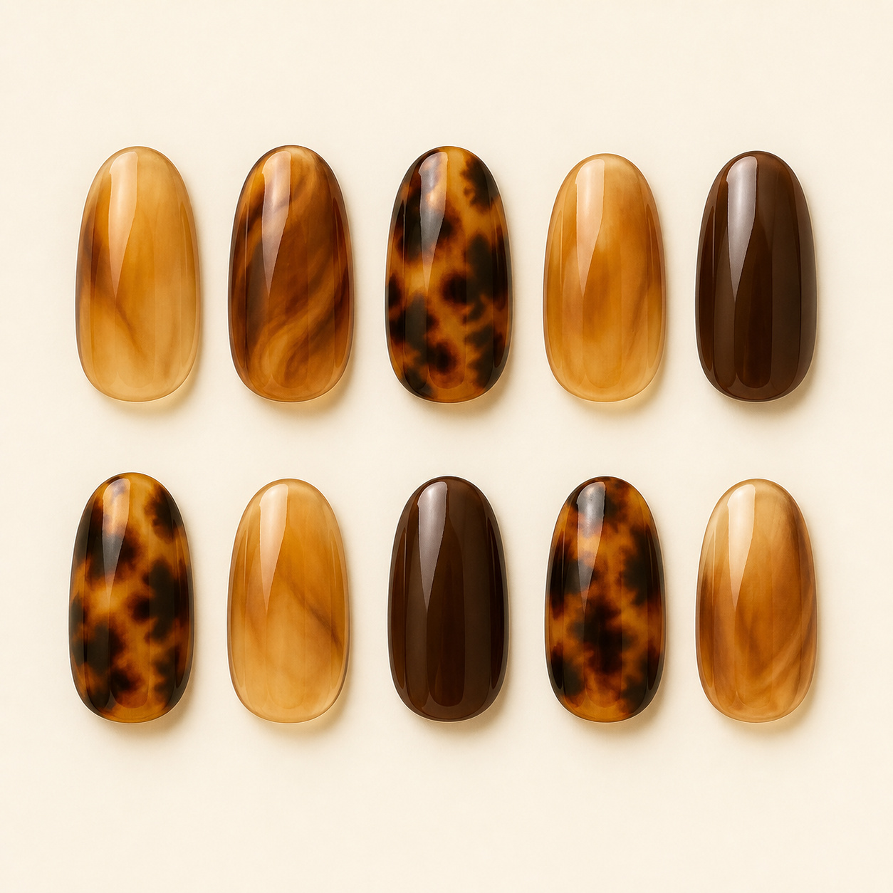 Amber Tortoise ten-finger nail design board