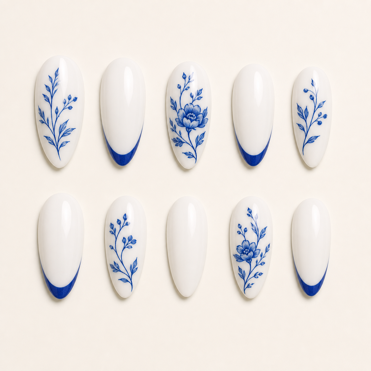 Blue Porcelain ten-finger nail design board