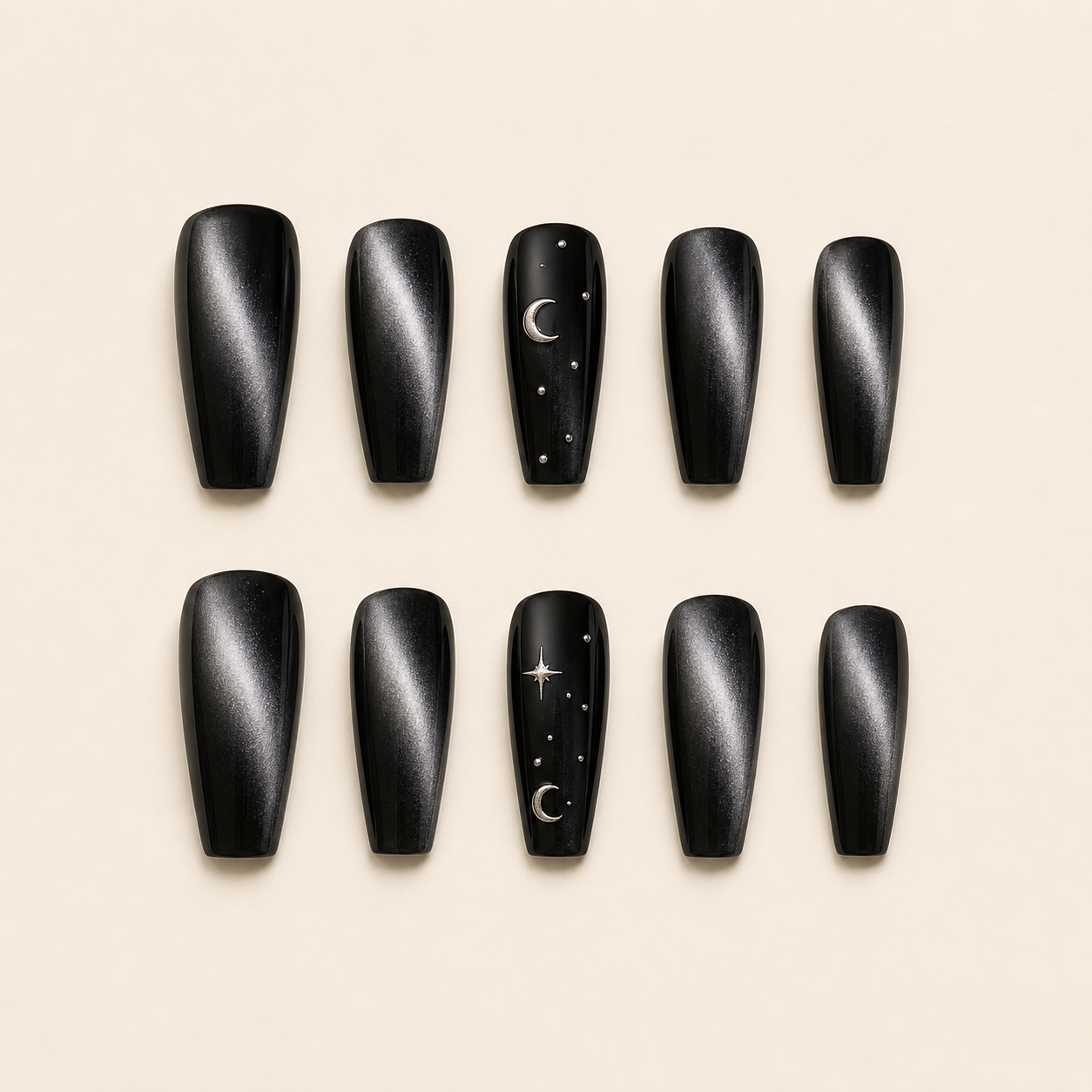 Celestial Noir ten-finger nail design board