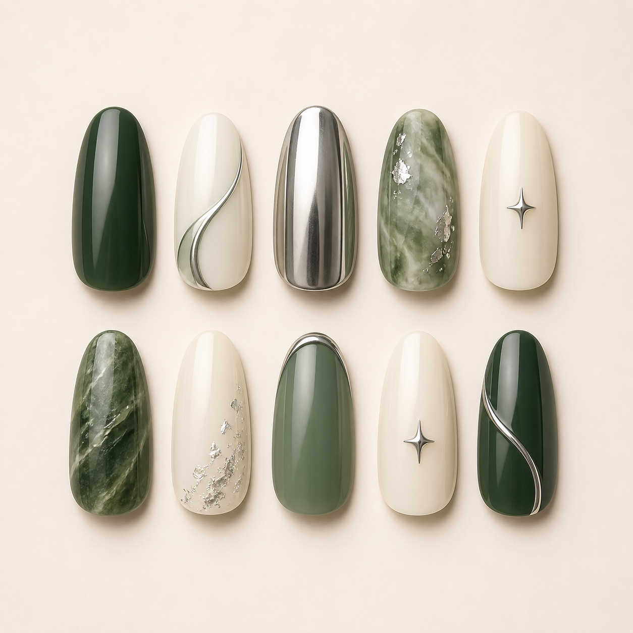 Forest Chrome ten-finger nail design board