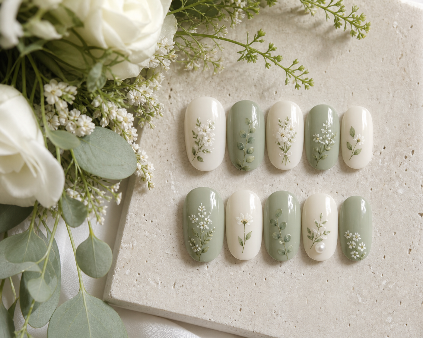 Bouquet Sage nail design board