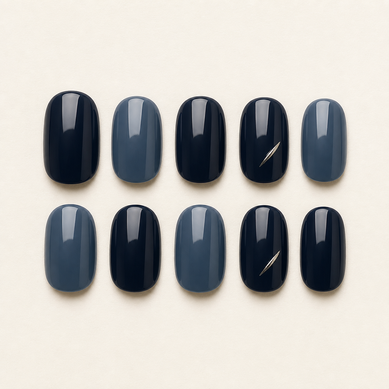 Navy Olive Line nail design board